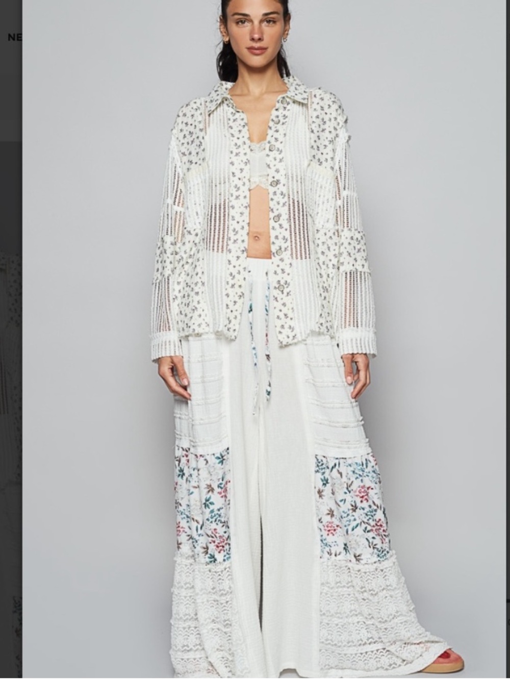 🆕 POL “Big Lake 2” Double Glaze W/Crochet Button Down NWT